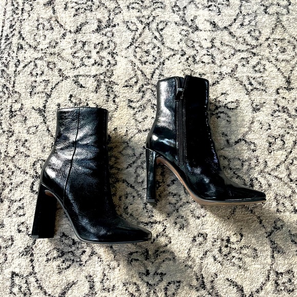 Topshop Halia Square Toe Ankle Boots. Black Sz 7.5 - Picture 1 of 7